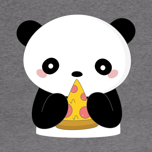 Kawaii Panda Loves Pizza T-Shirt by happinessinatee